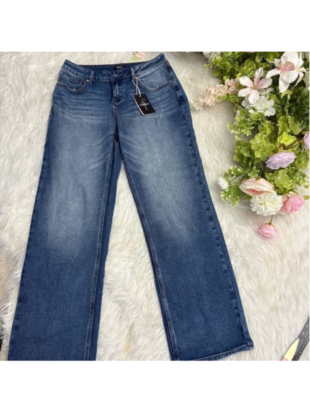 Flamingals women’s stretchy denim workout jeans size M FL4 (9)